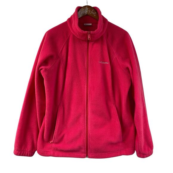 Columbia Pink Fleece Jacket 1X Full Zip Plush Warm Fuzzy - Picture 1 of 8
